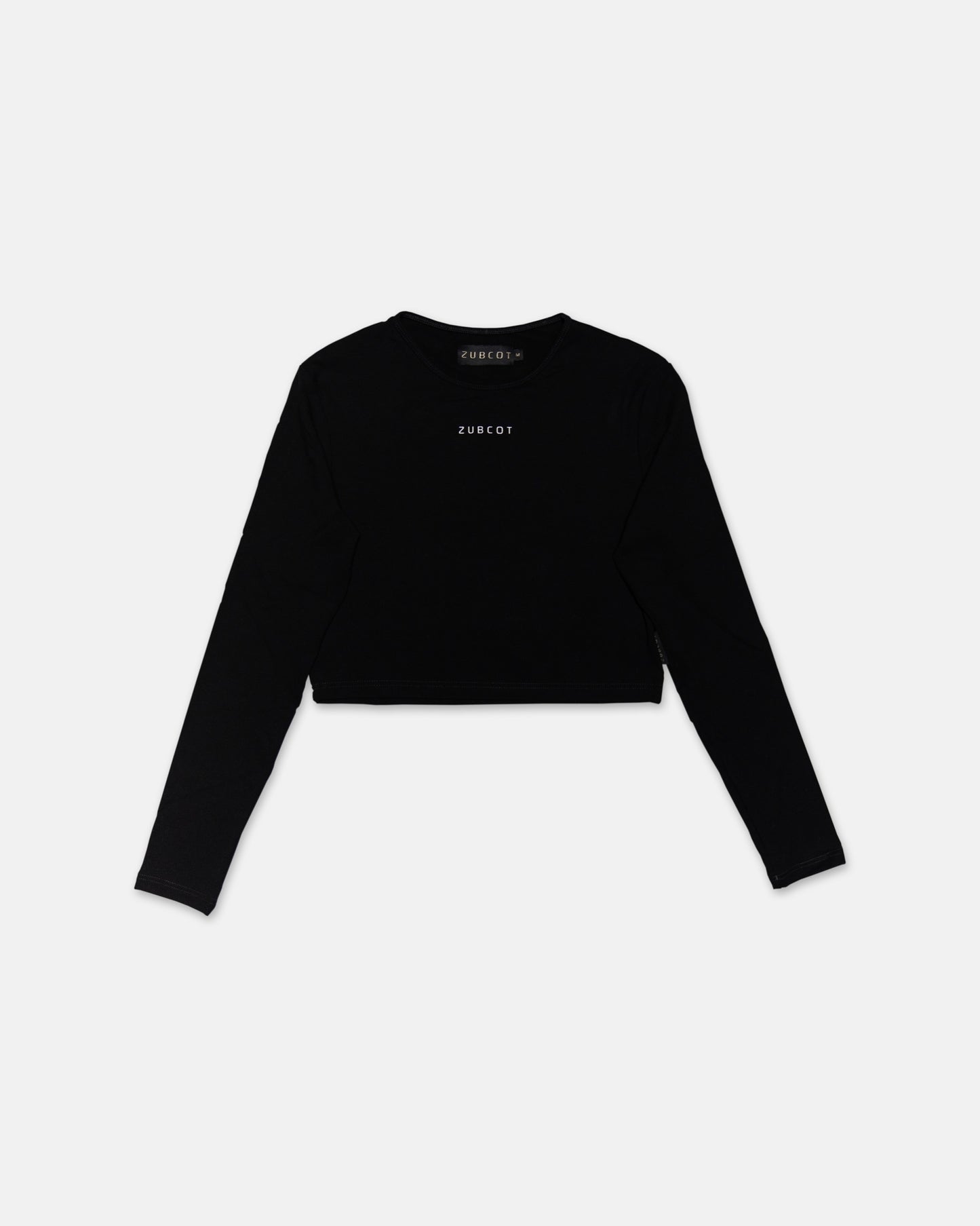 Long Sleeve Crop Top Viscose-BLACK
