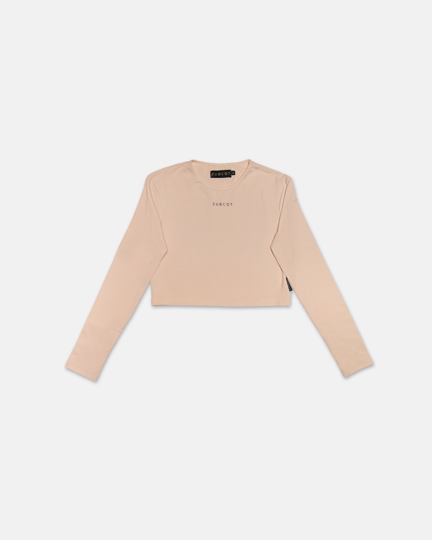 Long Sleeve Crop Top Viscose-BEIGE
